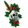 thumbnail image 1 of Skull Dagger and Roses Patch - High Thread Iron-on Heat Sealed Backing Sew-on Patch - 5"x8", 1 of 1
