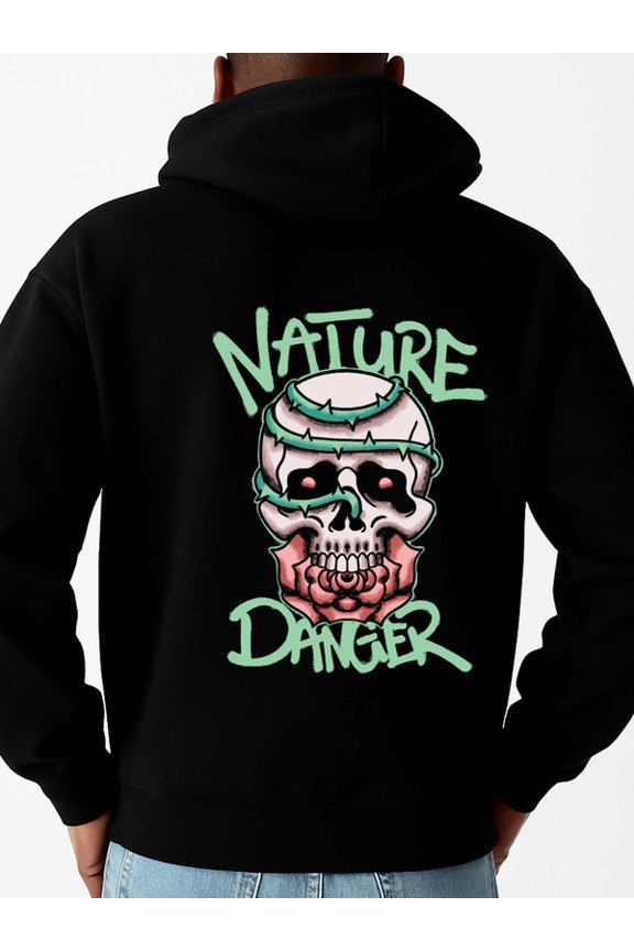 Skull Danger Tee funny hoodies fire skeleton for men polyester black Regular Fit, Everyday Comfort, Comfortable Casualwear, Urban Style, halloween fire idk Casual Unisex Shirt Printed tshirts