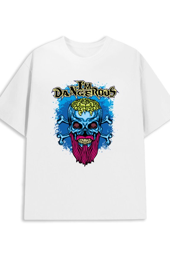 Skull Danger men's 180G 100% Cotton white Original Unisex Shirt Printed tshirts Casual Unisex Shirt Printed tshirts Retro Unisex Shirt Cotton tshirts