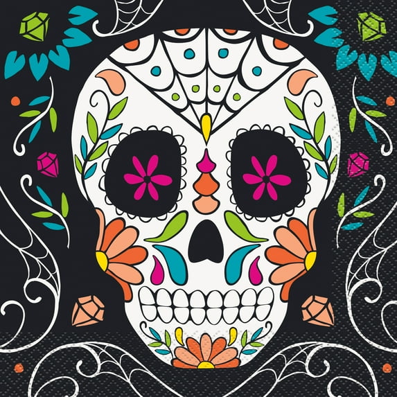 Skull Day of the Dead Paper Luncheon Napkins, 6.5 in, 20ct