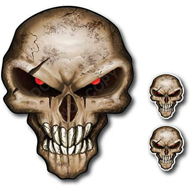 Skull Decal with Reflective Eyes Bone Cracked Vinyl Decal Stickers