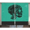 thumbnail image 1 of Ambesonne Skull Curtains 2 Panel Set, Abstract Human Skeleton, 108" x 90", Jade Green and Black, 1 of 3