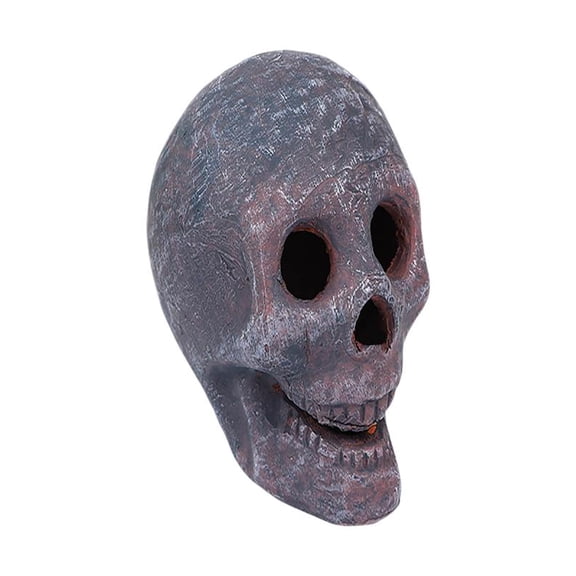 Skull Decor - Halloween Decorations Indoor - Ceramic with Realistic Fire Design, Spooky Halloween Decor for Party, Home Desk & Fireplace Mantel Accessories
