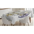 thumbnail image 1 of Ambesonne East Tablecloth Rectangular Table Cover, Fish Skeleton Lotus Art, 52"x70", Purple Yellow, 1 of 4