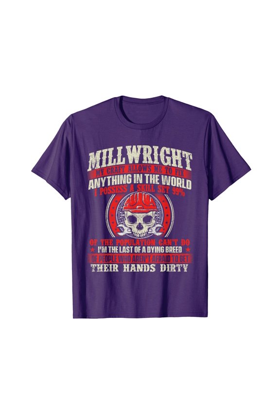 Skull Design Millwright T-Shirt - Perfect for Craftsmanship and Skill Enthusiasts