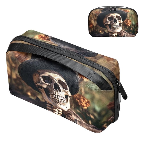 Skull Digital Bag with Oxford Fabric, Waterproof and Protective, 5.9x9.44x3.14 in, for Hard Drive Bags, Storage Box, Cord Travel Organizer, Cable Organizer Bag