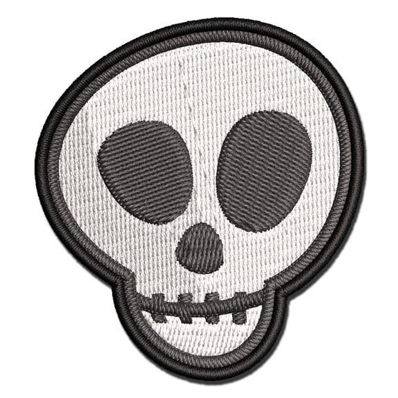 Skull Doodle Applique Multi-Color Embroidered Hook & Loop Patch - 2.0 Inch Mini