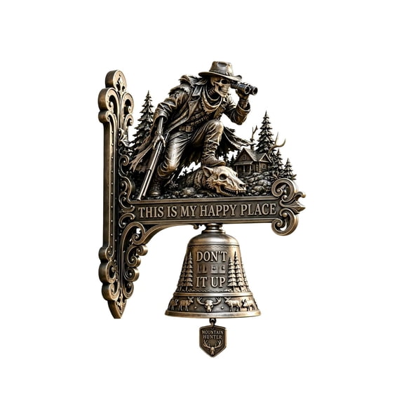 Skull Dragon Rider Bell, Metal Skeleton Dragon Wall Mount Doorbell, Funny Unique Ornament Gift for Gothic Style Room & Front Door (A)