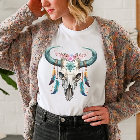 Skull Dreamcatcher Shirt, Boho T-shirt, Dream Catcher Tee, Dreamer Tee, Floral Skull Shirt, Dreamcatcher T-Shirt, Inspirational Shirt (Colors:White; Sizes:XL;)