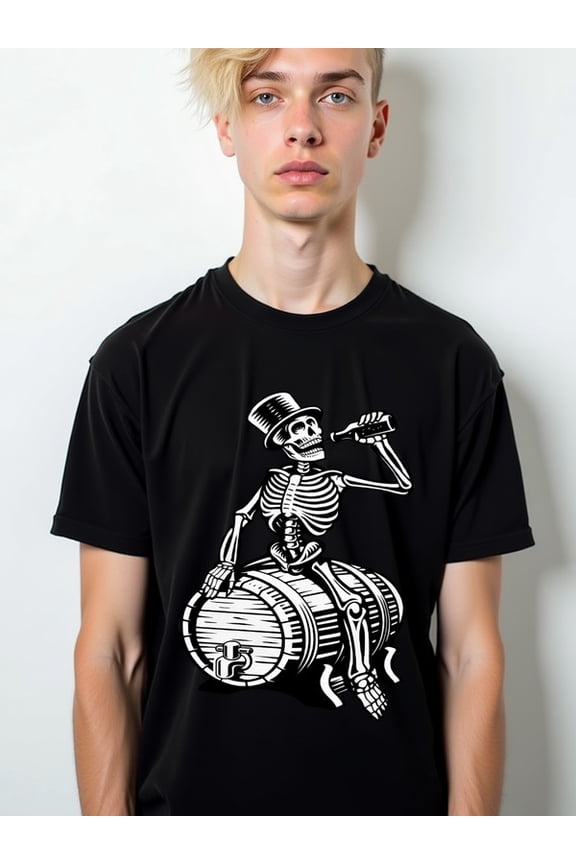 Skull Drinking Beer Tee mens t shirt black graphic summer Everyday and weekend wear Soft and comfortable Classic Unisex Shirt Crewneck tshirts