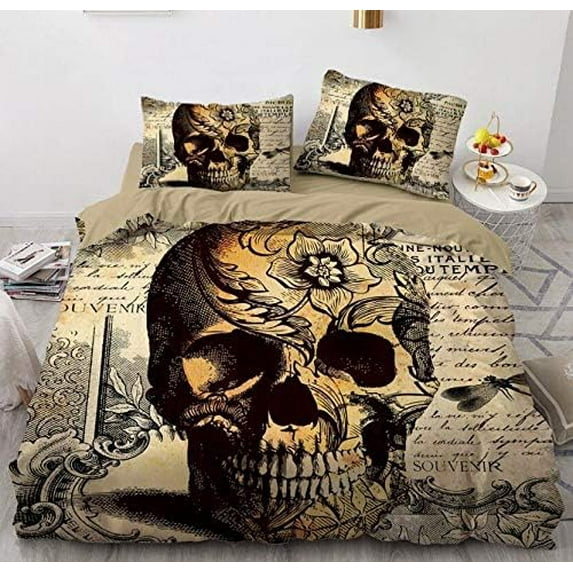 Skull Duvet Cover Set,Bedding Set for Kids and Adult, Home Decor, King Size