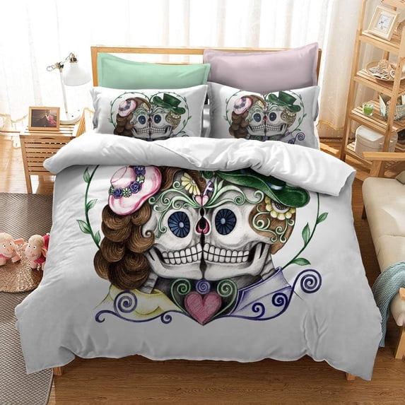 Skull Duvet Cover Set,Bedding Set for Kids and Adult, Home Decor,Twin Size