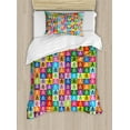 thumbnail image 1 of Skull Duvet Cover Set, Skull and Crossed Pirate Flags Jolly Roger Inspired Pattern Colorful Design Print, Decorative 2 Piece Bedding Set with 1 Pillow Shams, Twin Size, Multicolor, by Ambesonne, 1 of 3