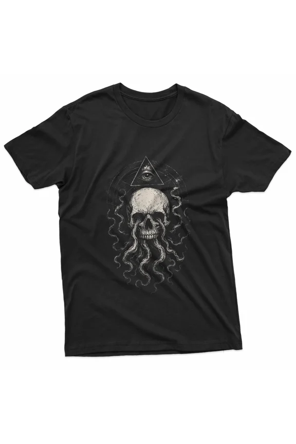 Skull Eldritch Horror Tentacle Goth Grunge All Seeing Eye T-Shirt