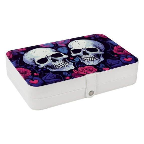 Skull Elegant PU Leather Jewelry Box with Removable Compartment, Portable Earring Organizer, Necklace Organizer, and Decorative Box