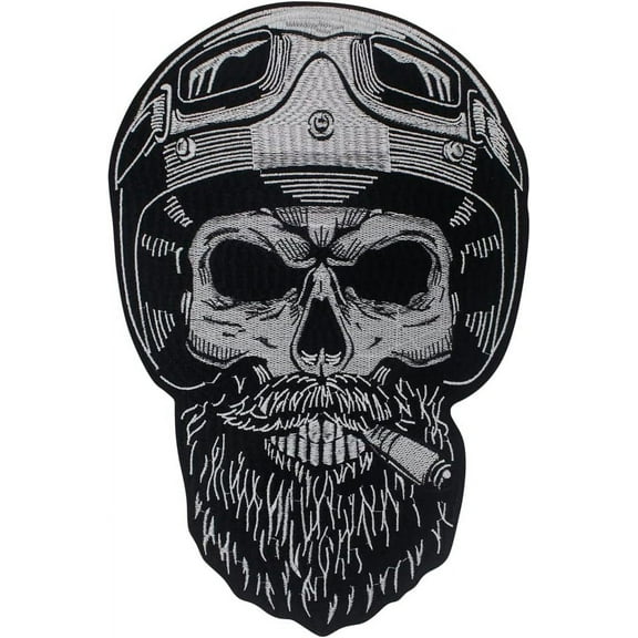 Skull Embroidered Patch Skull Helmet Embroidered Applique Badge Iron On Emblem Sew On Punk Decorative Applique Skeleton Helmet 1 piece