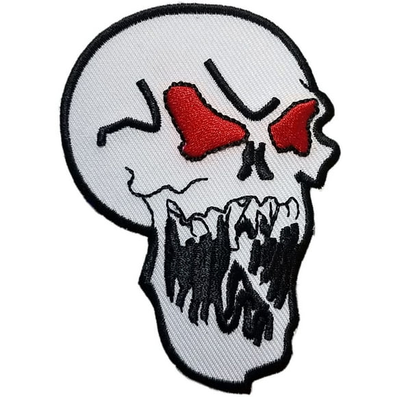 Skull Embroidered Sew On Patch - 2 1/4" X 3"