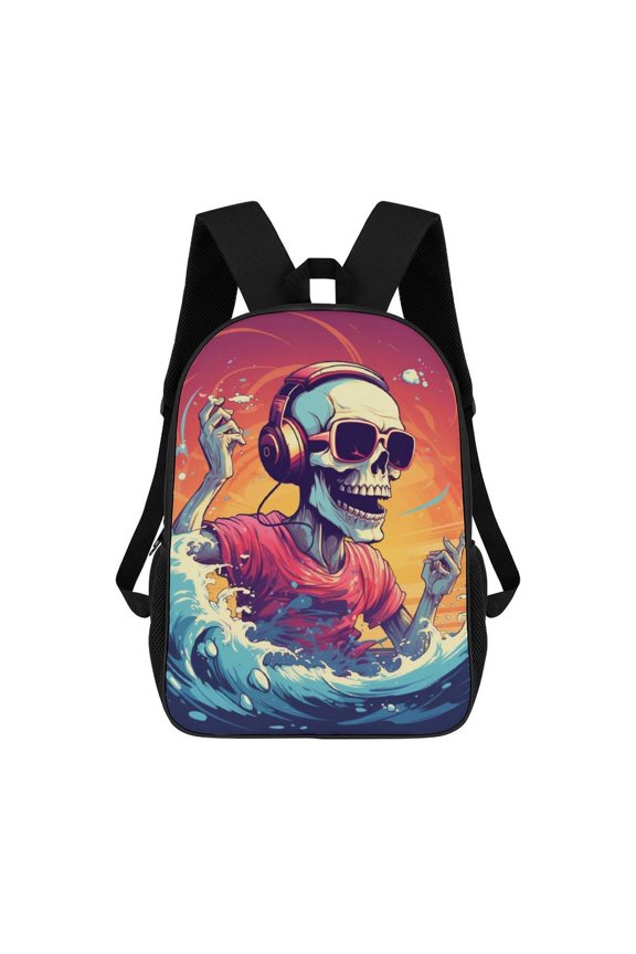 Skull Enjoying Summer Music Backpack Backpack Student Backpack Cartoon Canvas Backpack