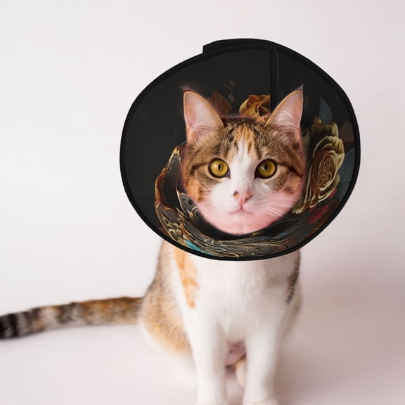 Skull Evil Mexican Sugar Roses Soft Pet Recovery Collar for Cats Small Dogs, Protective Elizabeth Collar for Post-Surgery, Anti-Lick & Anti-Scratch