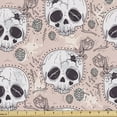 thumbnail image 1 of Ambesonne Skull Fabric by the Yard Upholstery, Day of the Dead Theme, 3 Yards, White Blush Black, 1 of 4
