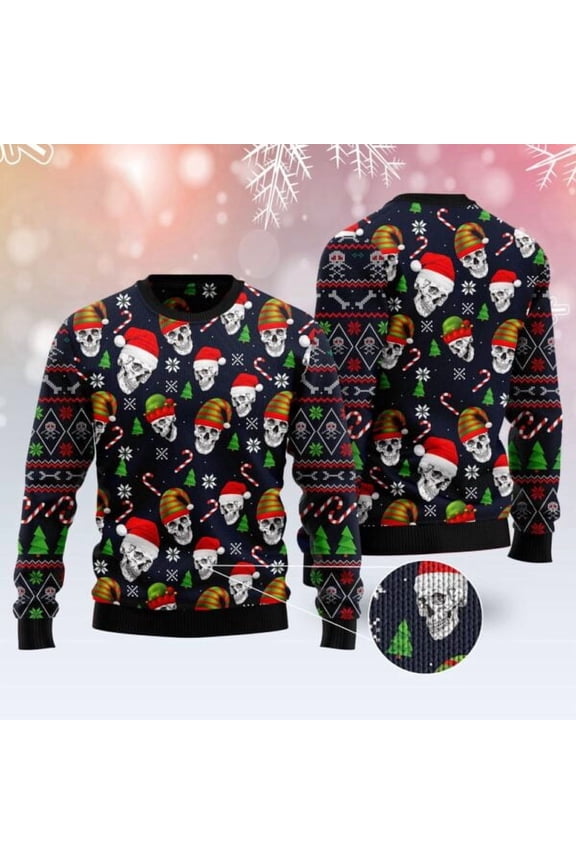 Skull Face 3D Christmas Sweater, Christmas Sweater, 3D Sweater, Funny Xmas Sweaters