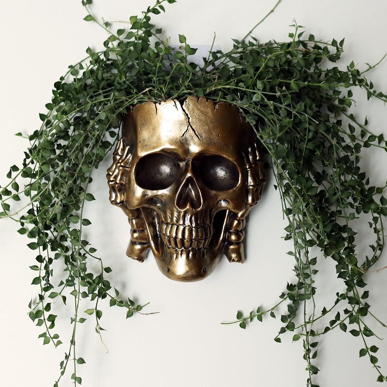Skull Face Hanging Planter with Drainage Hole for Indoor Outdoor Plants