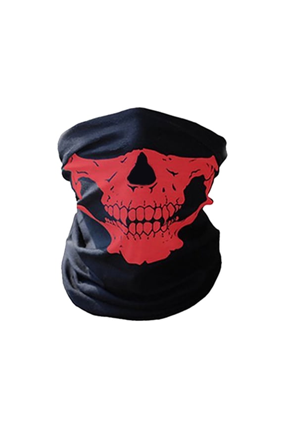Skull Face Mask Balaclava Ghost Biker Bandana Motorcycle Headband Magic Scarf Dust proof Neck Warmer Winter Face Tube for Outdoor Sports - Red