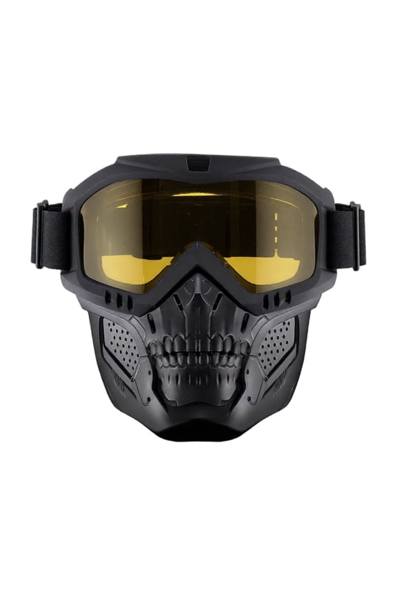 Skull Face Mask Goggles, Detachable Full Face Mask with Breathable Vents for Outdoor Sports Protective Use and Motorcycle Riding Activity