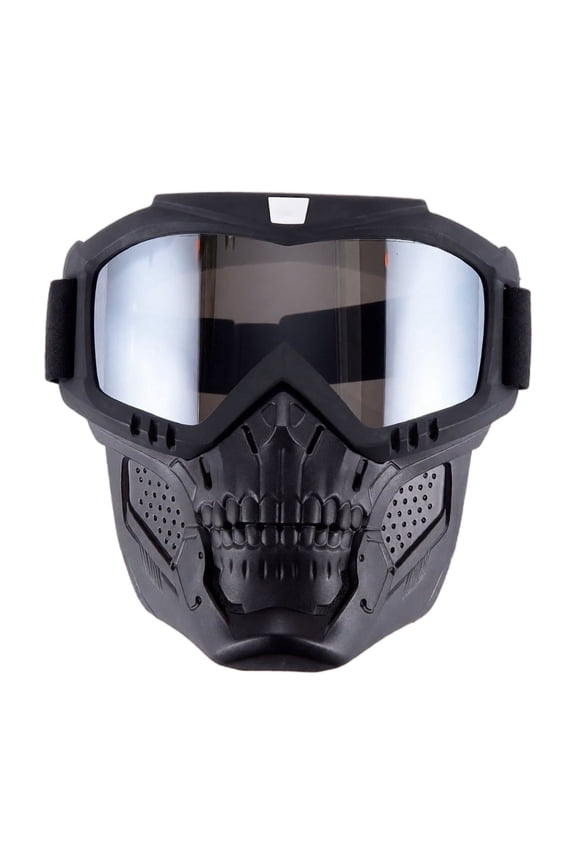 Skull Face Mask Goggles, Detachable Full Face Mask with Breathable Vents for Outdoor Sports Protective Use and Motorcycle Riding Activity