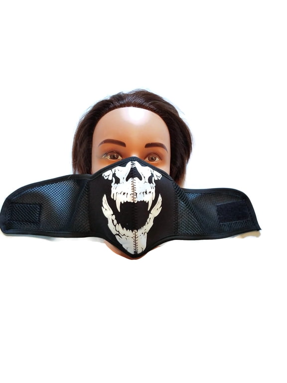 Skull Face Mask Reusable Neoprene, Half Face Mask Skull face