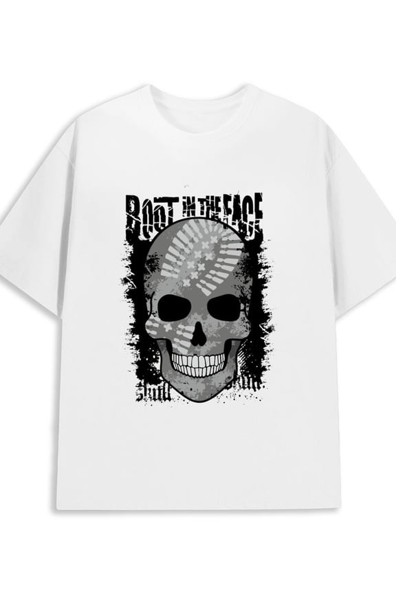 Skull Face Tee men 180G 100% Cotton white Original Unisex Shirt Cotton tshirts Classic Unisex Shirt Cotton tshirts Trendy Unisex Shirt Short Sleeve tshirts