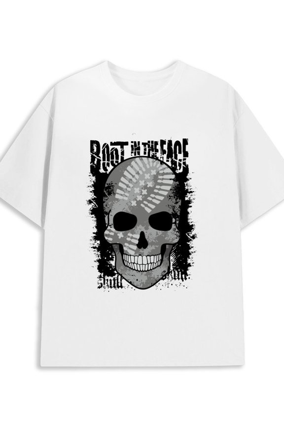 Skull Face Tee men 180G 100% Cotton white Original Unisex Shirt Cotton tshirts Classic Unisex Shirt Cotton tshirts Trendy Unisex Shirt Short Sleeve tshirts