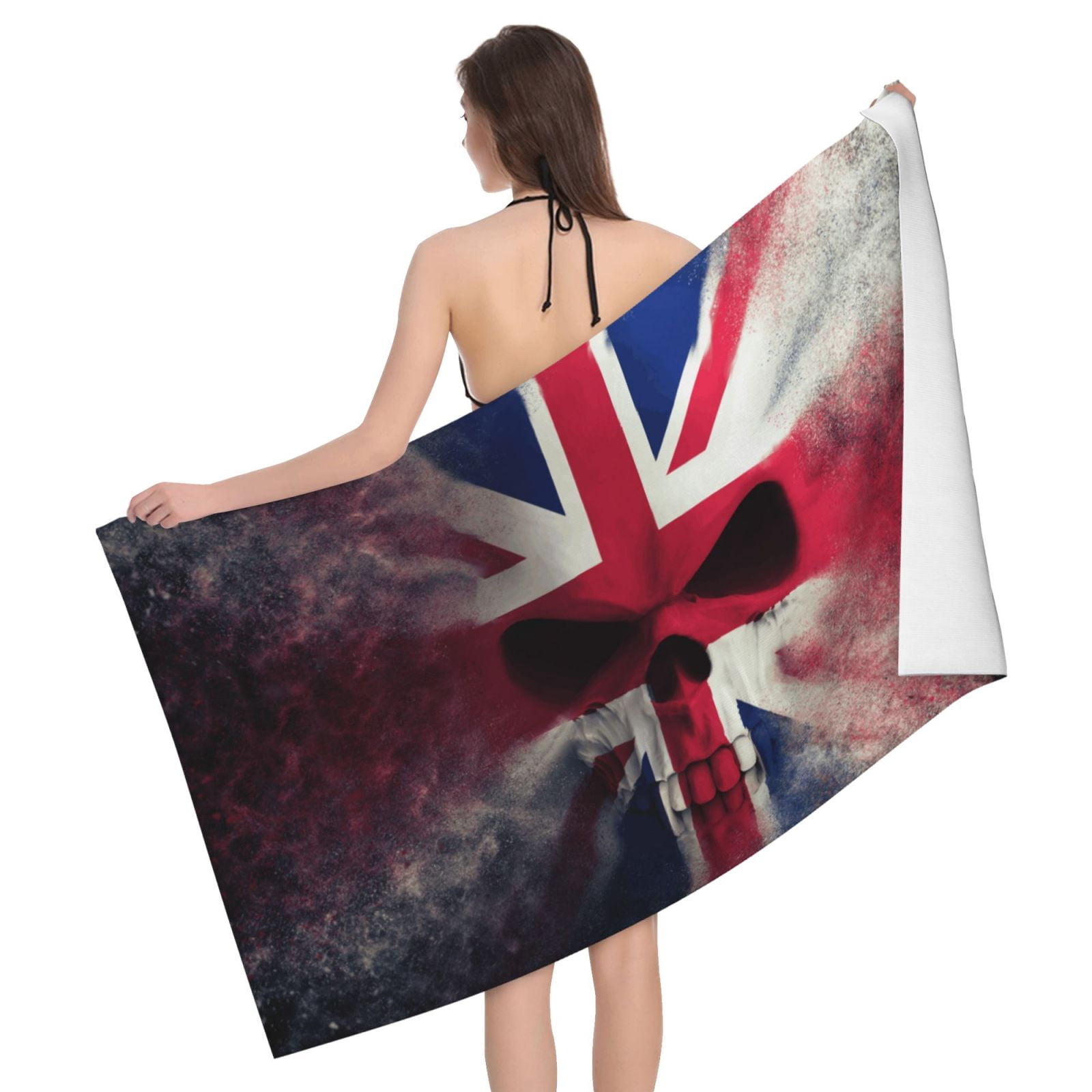 Skull Face Union Jack Uk Flag Beach Bath Towel Gym Spa Shower Towels Pool Soft 32" X 52" for Men Women