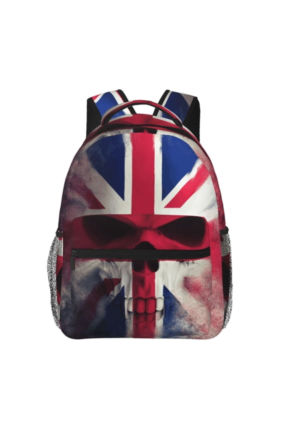 Skull Face Union Jack Uk Flag Laptop Backpack Travel Rucksack for Teens Adults, Fits 15-inch Notebook