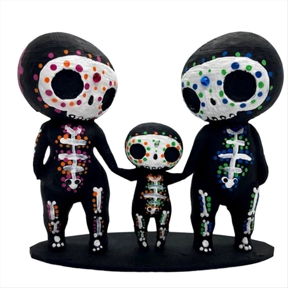 Skull Family Figurines Resin Crafts Cute Statue Decorative Sugar Skulls Hand-A