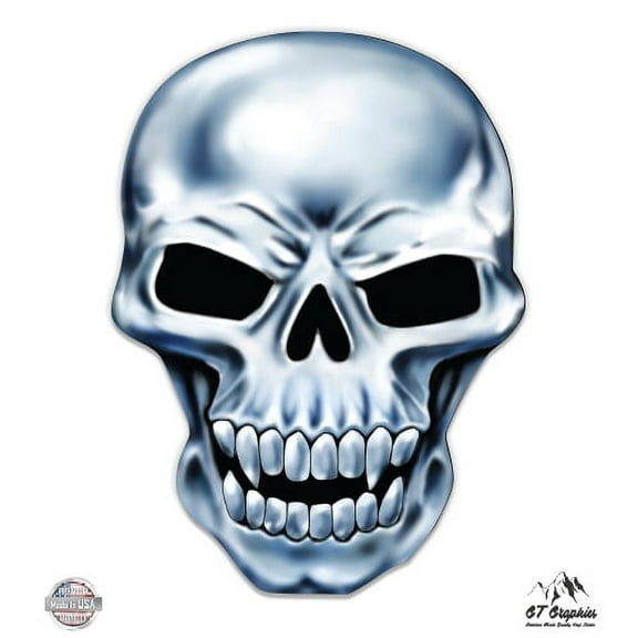 Skull Fangs - 5" Vinyl Sticker - For Car Laptop I-Pad - Waterproof Decal
