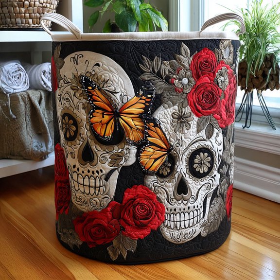 Skull Fiesta Quilted Laundry Basket