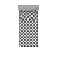 thumbnail image 1 of Skull Fitted Sheet & Pillow Sham Set, Checkered Squares of Gothic Rebel Hipster Skeleton Heads Monochrome, Decorative Printed 2 Piece Bedding Decor, Twinxl, Dark Blue Grey and White, by Ambesonne, 1 of 2