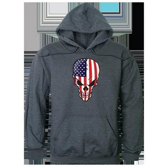 Skull Flag Graphic Pullover Sweatshirt, Heather Charcoal - Extra Large