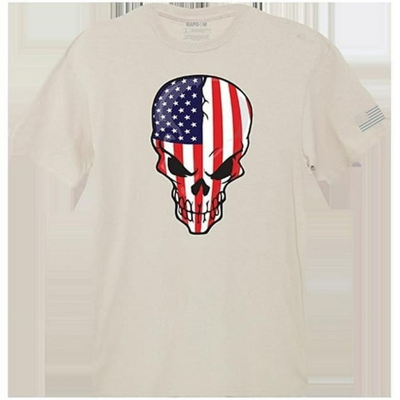 Skull Flag Tactical Graphic Tee Shirt, Sand - Small
