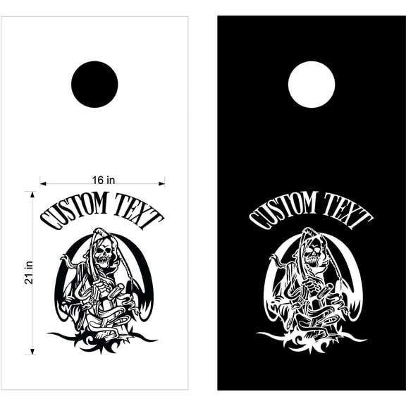 Skull Flames Cornhole Board Decals Flag Stickers SK01