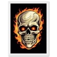 thumbnail image 1 of Skull Flames and Red Eyes Tattoo Ink Body Art Rockabilly Americana 50s Artwork Framed Wall Art Print A4, 1 of 4