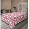 thumbnail image 1 of Ambesonne Skull Flat Bedding Sheet Soft Top Sheet, Skeleton Heads Meadow Pattern, Twin XL, Coral and Dark Blue Grey, 1 of 1