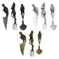 thumbnail image 1 of Skull Flatware Set - 3 Piece Stainless Steel Cutlery w/ Knife Fork Spoon - Gothic Halloween Tableware, 1 of 6