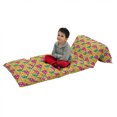 thumbnail image 1 of Skull Floor Pillow Lounger Cover, Head Bones Print on Colorful Geometric Triangle Background, Nap Mat Printed Fabric Case for 5 Pillows, 88" x 27", Earth Yellow Jade Green, by Ambesonne, 1 of 5