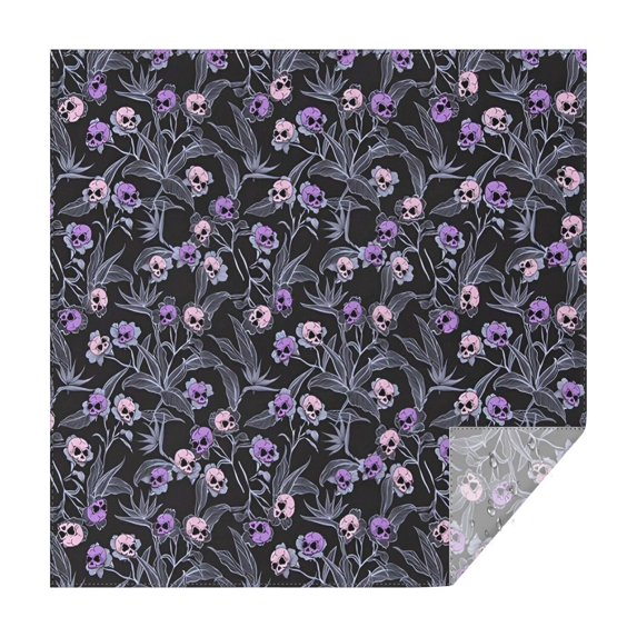 Skull Flower Halloween Pattern Square Tablecloth,Waterproof Square Table Cover,Wipeable Spillproof Washable Table Cover for Home Kitchen Party Decor 60"x60"(152x152cm)