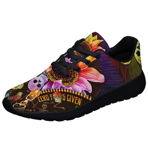 Skull Flower Shoes Sneakers for Women Men Black Size 7.5