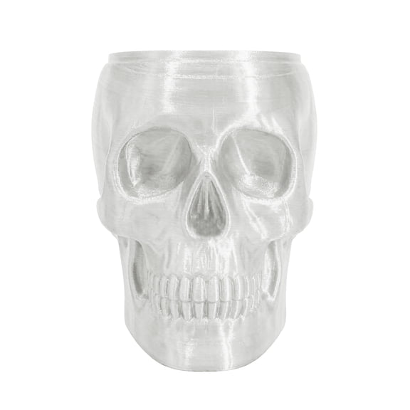 Skull Flower Vase, Dual Use Hangable Wall Mounted & Tabletop Freestanding 3D Printed Translucent Planter, Pearlescent Semi Transparent Decorative Skull Holder for Succulent Dried Flower Home