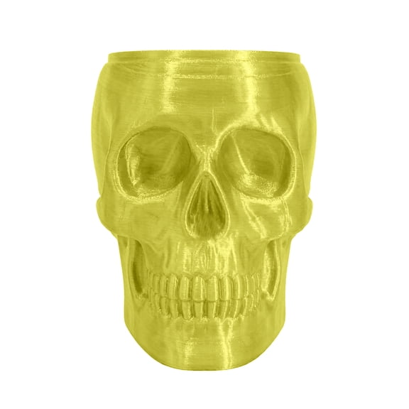 Skull Flower Vase, Dual Use Hangable Wall Mounted & Tabletop Freestanding 3D Printed Translucent Planter, Pearlescent Semi Transparent Decorative Skull Holder for Succulent