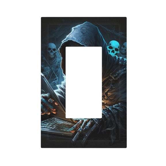 Skull Funny Grim Reaper Play Games Light Switch Cover Decorator Single Gang Wall Plate 1-Gang Receptacle Outlet Decor
